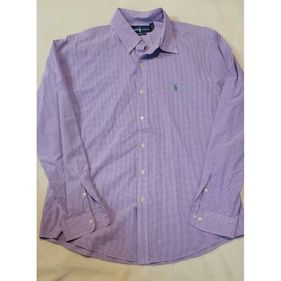 VINTAGE RALPH LAUREN MENS PURPLE STRIPED LONG SLEEVE BUTTONDOWN SIZE LARGE - EUC - Picture 2 of 7